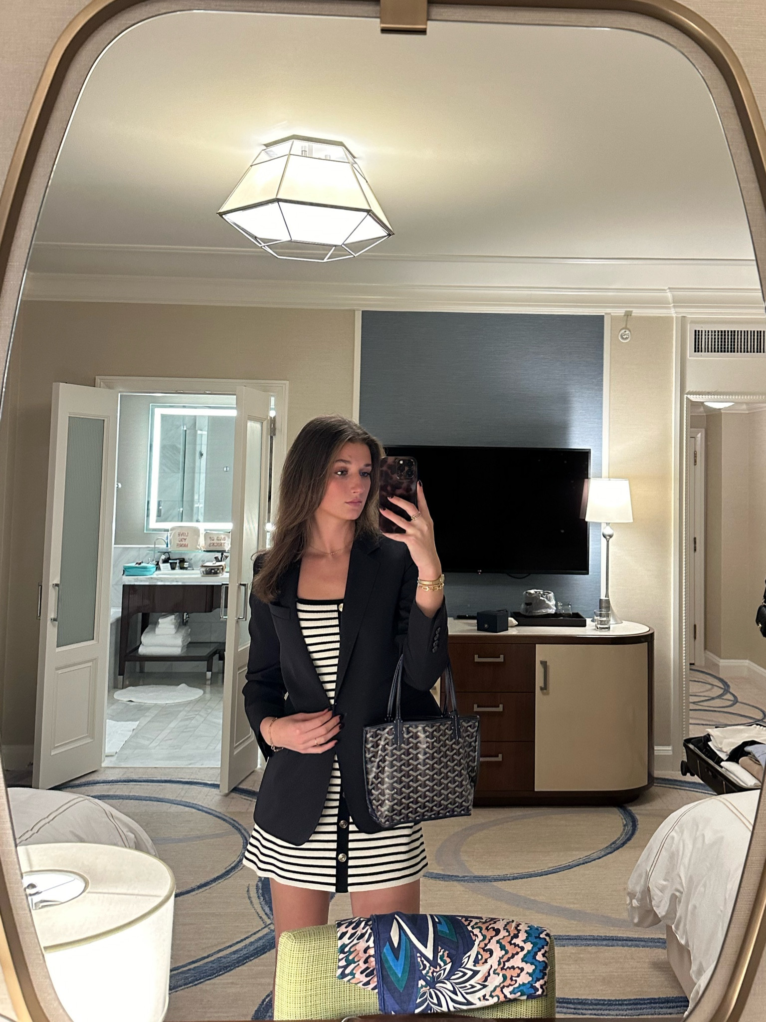 Black and white striped dress by Maje with blazer blazer and black kitten heels from amazon. Affordable fashion. Cold weather outfits. Vacation outfits. Cherry coded. Moto Boho. Minimalist outfits. Capsule wardrobe. Street style. Retro looks. Effortless elegance. Chunky boots. Statement coats. Cozy sweaters. Monochromatic looks. Natural glam. Loungewear. Jeans. Palm beach outfit 

#LTKStyleTip #LTKTravel