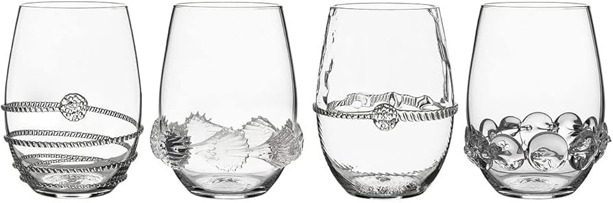 Juliska Heritage Stemless Wine - Assorted Set of 4 - Bohemian Glassware | Amazon (US)