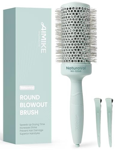 AIMIKE NaturaVol Round Brush for Blow Out, Large Round Hair Brush with Nano Thermal Ceramic Tech, for Fine Hair-Friendly Blow Drying & Styling at Home, Maximum Volume Shine-2.1" Barrel, 3" w/Bristle | Amazon (US)