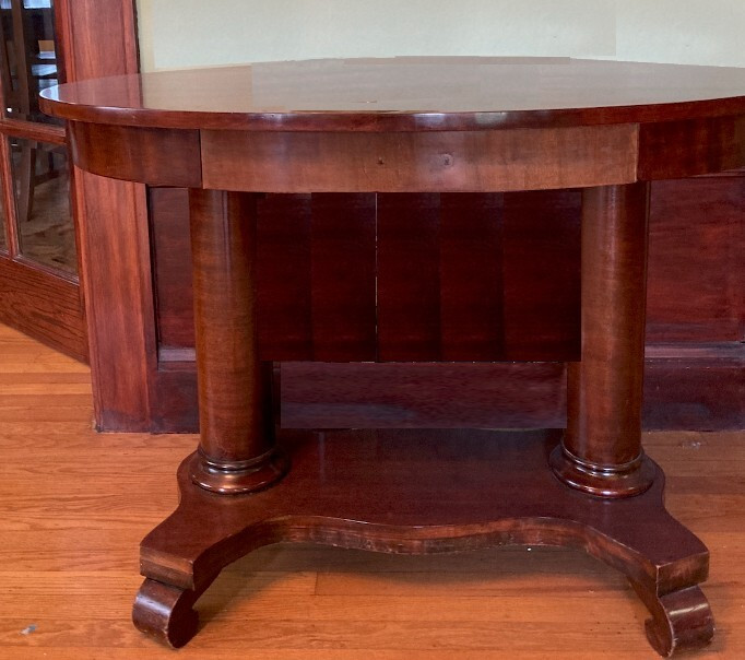 Vintage Mahogany Empire Pillar Oval Table with Single Drawer, 19th Century  | eBay | eBay US