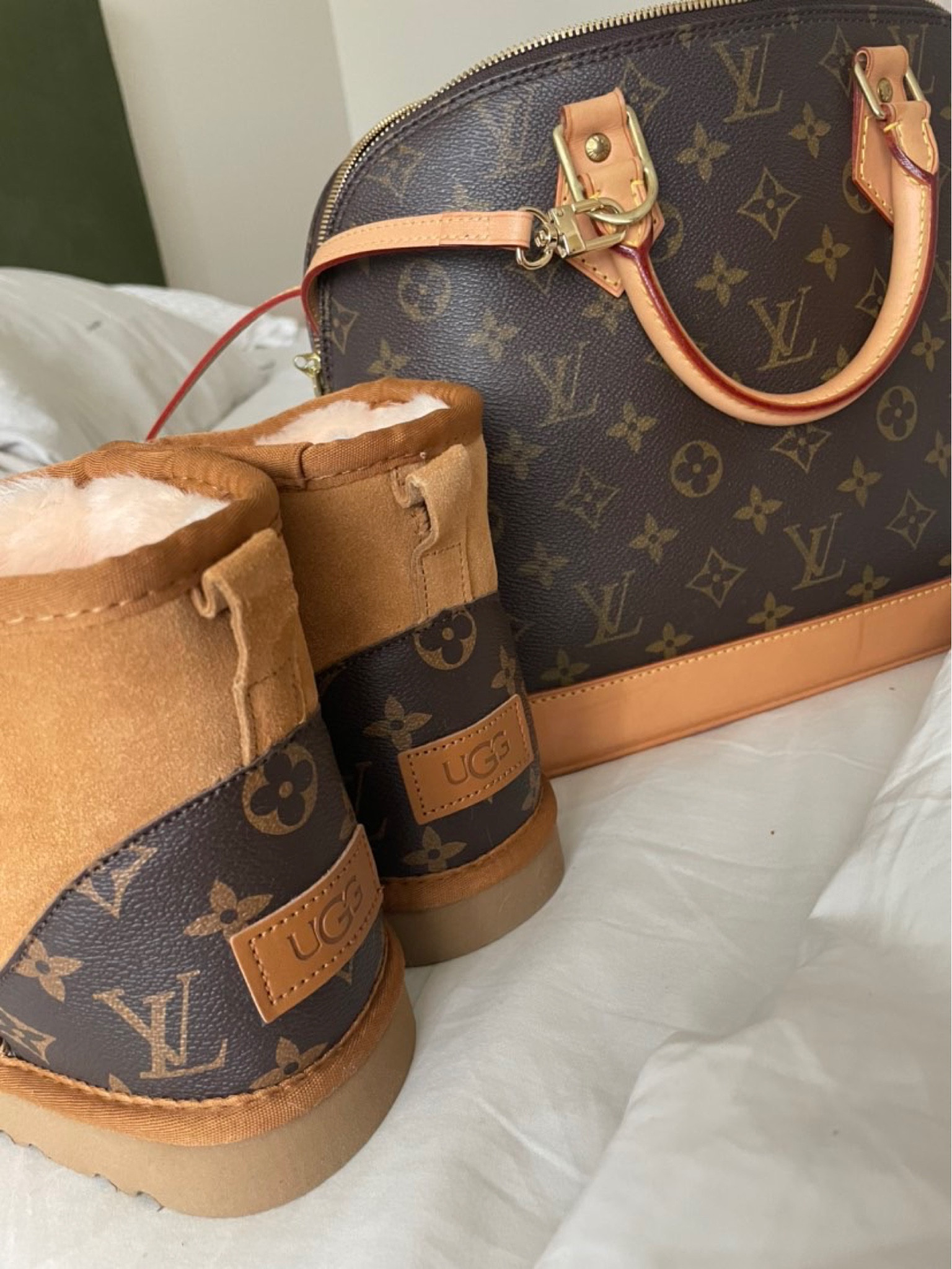 ugg, fashion, and shoes image  Fur boots, Louis vuitton handbags