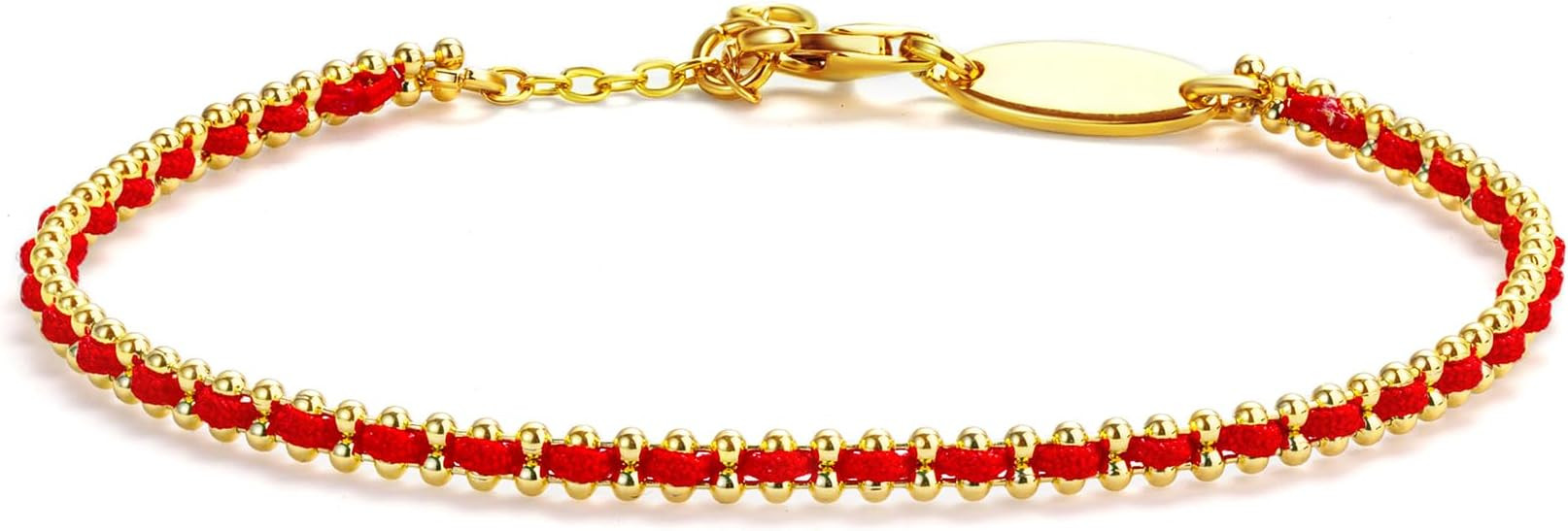 Red String Bracelet for Women 18K Gold Plated Red and Gold Bracelet Dainty Braided Cord Adjustabl... | Amazon (US)