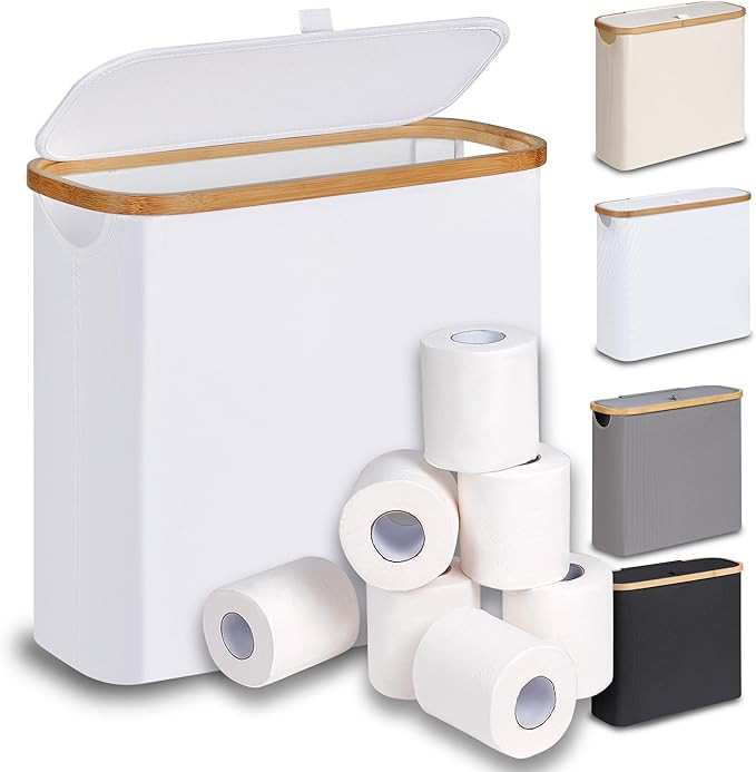 efluky Toilet Paper Basket 28L, Toilet Paper Holder with Lid for Bathroom, Free Standing Storage ... | Amazon (US)