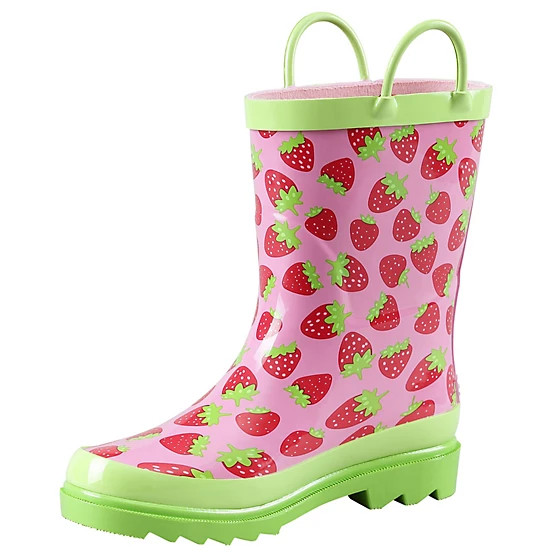 Blue Mountain  Girls' Strawberry Print Mid Waterproof Rubber Boots | Tractor Supply
