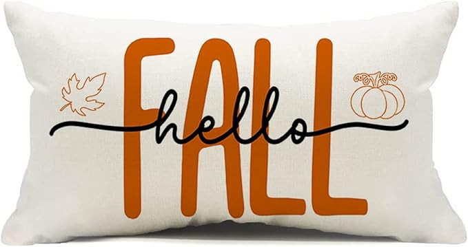 Kithomer Hello Fall Pillow Covers 12x20,Hello Pumpkin Autumn Throw Pillow Cover Decorations Pillo... | Amazon (US)
