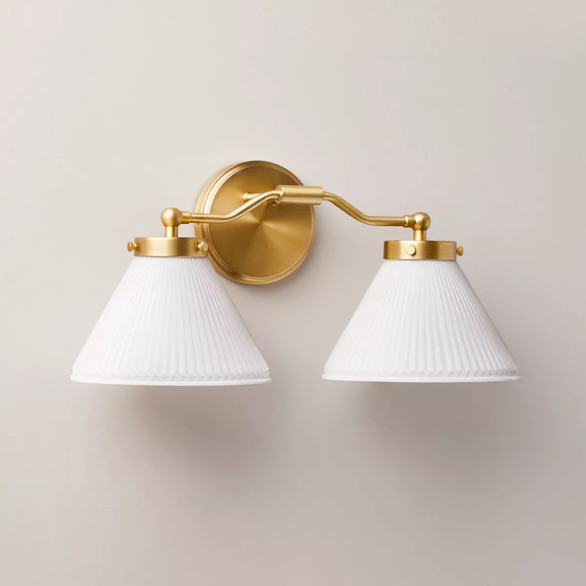 Reeded Milk Glass 2-Bulb Vanity Wall Sconce Brass Finish - Hearth & Hand™ with Magnolia | Target