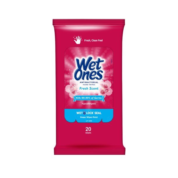 Wet Ones Antibacterial Hand Wipes Travel Pack, Fresh Scent, 20 Ct | Walmart (US)
