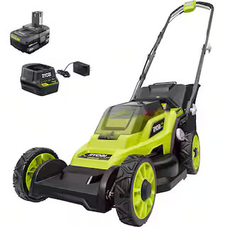 RYOBI ONE+ 18V 13 in. Cordless Battery Walk Behind Push Lawn Mower with 4.0 Ah Battery and Charge... | The Home Depot