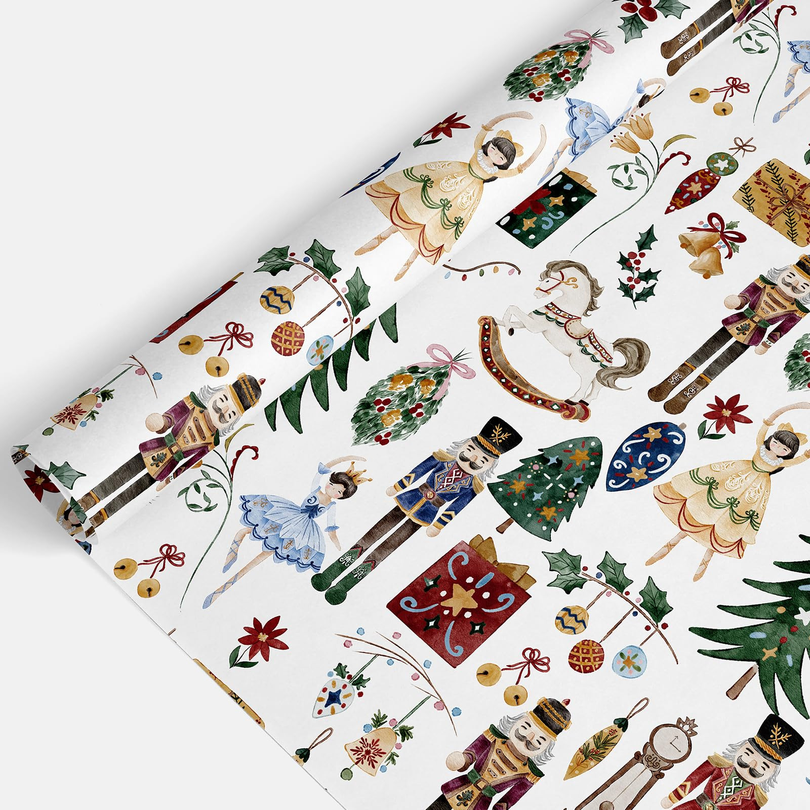 JarThenaAMCS Christmas Wrapping Paper -Mini Roll- 17 Inch x 32.8Ft Nutcracker Gift Wrap Paper Xma... | Amazon (UK)