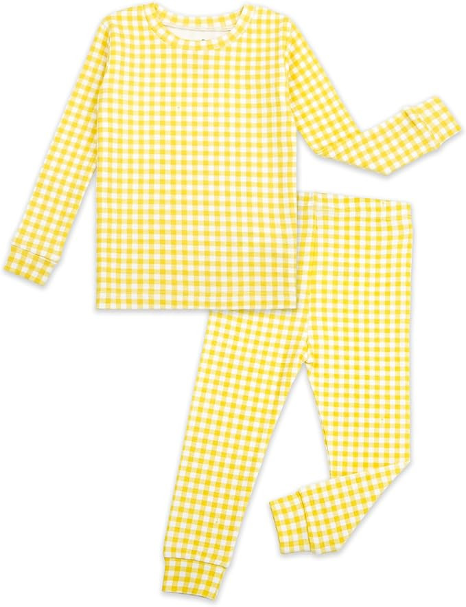 moimoln Baby Toddler Pajama Set, Soft Cotton Modal Snug-Fit Sleepwear, Plaid Check & Solid (6M-8Y... | Amazon (US)