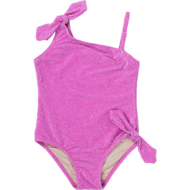 One Shoulder Swimsuit, Shimmer Pink - Shade Critters Swim | Maisonette | Maisonette