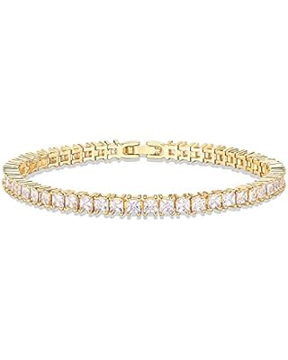 PAVOI 14K Gold Plated 3mm Cubic Zirconia Classic Tennis Bracelet | Gold Bracelets for Women | Siz... | Amazon (US)