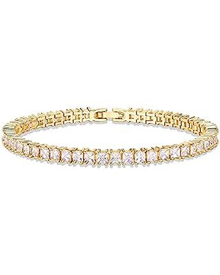 PAVOI 14K Gold Plated 3mm Cubic Zirconia Classic Tennis Bracelet | Gold Bracelets for Women | Siz... | Amazon (US)