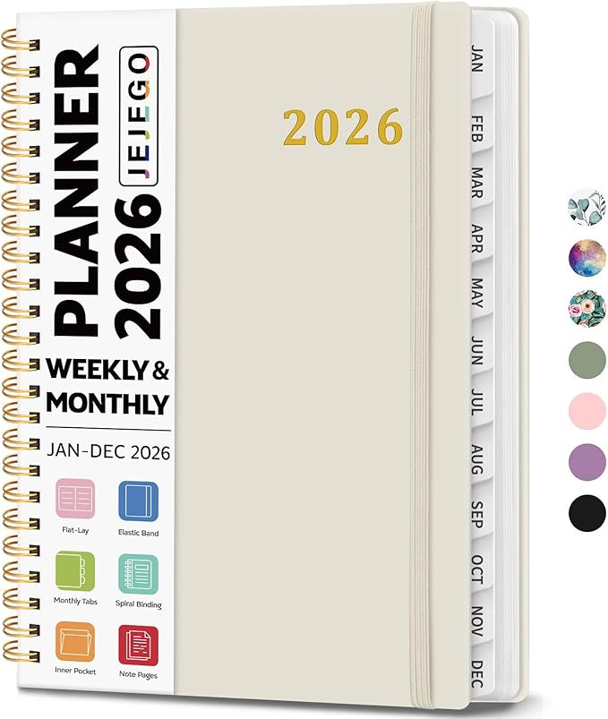 2026 Planner, Weekly and Monthly Calendar Planner Book, January 2026 - December 2026, Hardcover S... | Amazon (US)