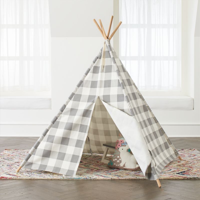 Grey Buffalo Check Teepee + Reviews | Crate and Barrel | Crate & Barrel