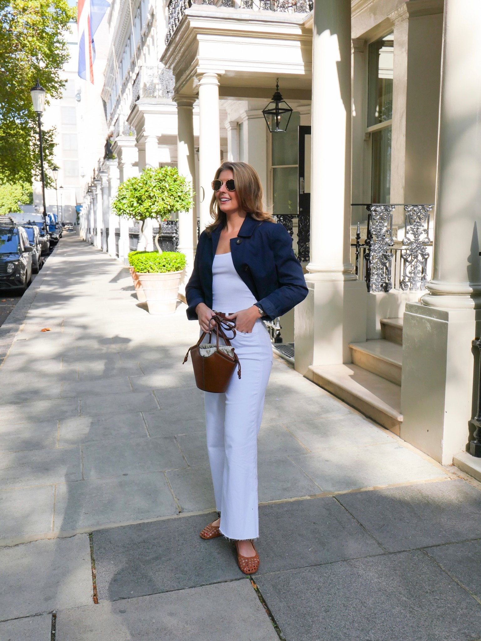 London outfit! Wearing size 4 in jacket and 0 in jeans 