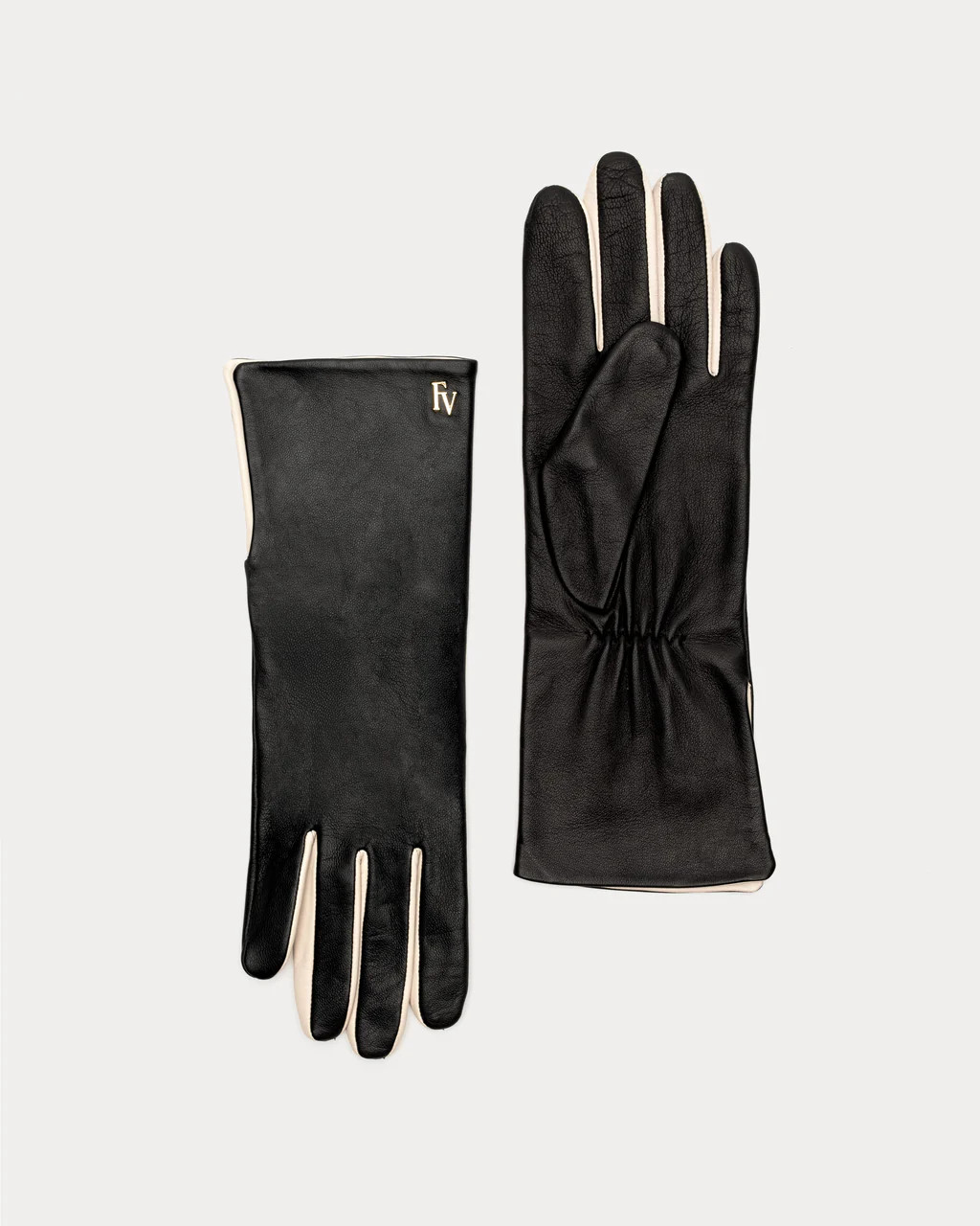Deep V Leather Glove - Black | Frances Valentine