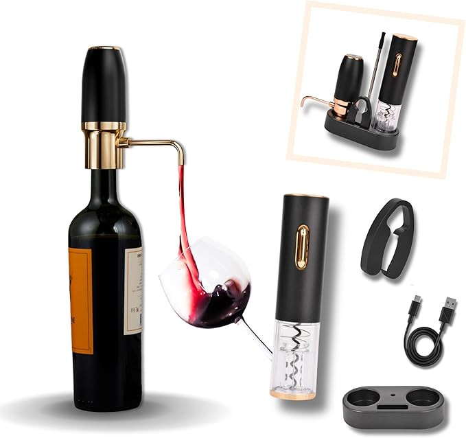 Sip and Shimmer Modern Wine Gift Set, includes Wine Aerator, Wine Opener, Foil Cutter, and a Stan... | Amazon (US)