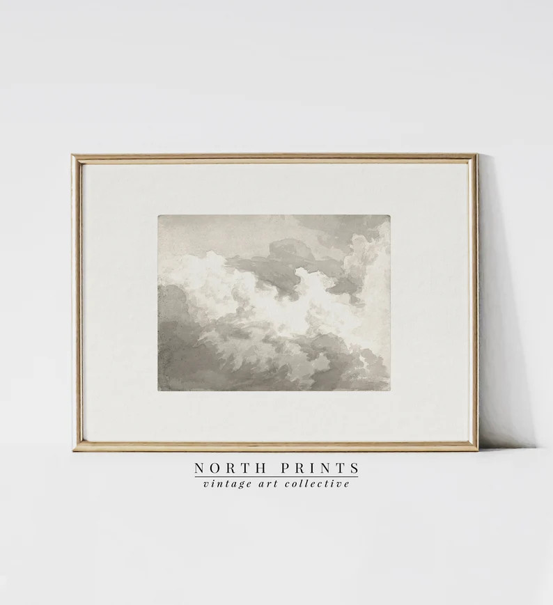 Cloud Study Vintage Painting Minimalist Sky Sketch Downloadable PRINTABLE 395 - Etsy | Etsy (US)