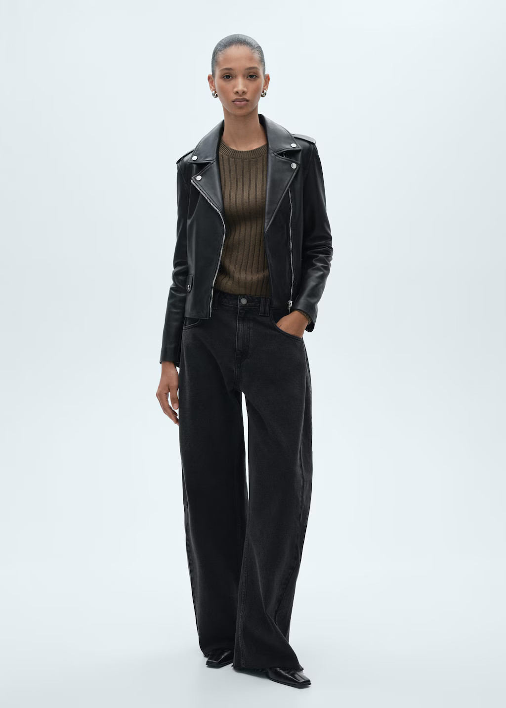 Leather biker jacket black - Woman - S - MANGO | Mango (US/MX/AU)