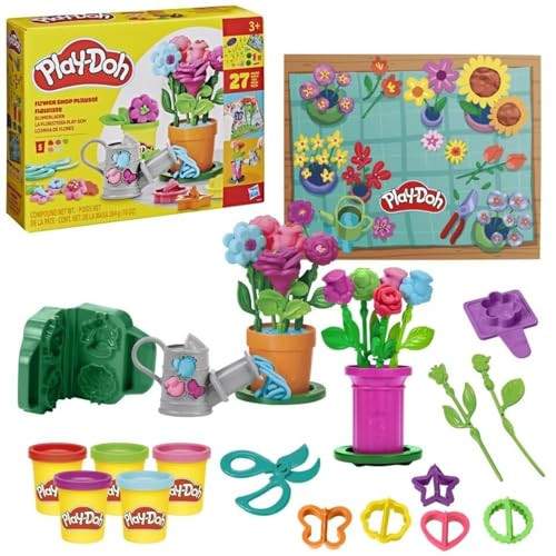 Play-Doh Flower Shop Playset, 27 Garden Toy Accessories, Easter Gifts for Boys and Girls, Kids Arts & Crafts, 3+ (Amazon Exclusive) | Amazon (US)