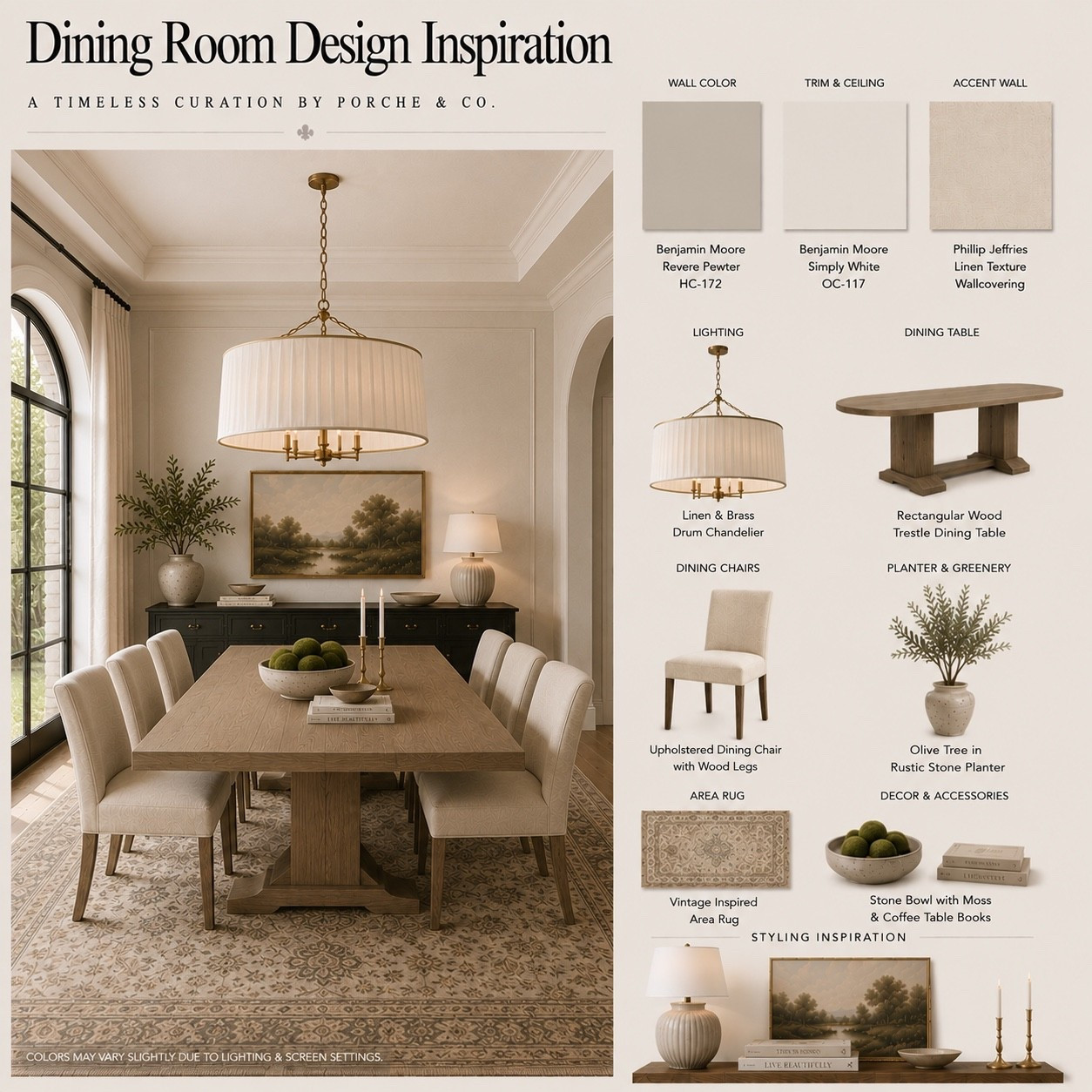 Timeless dining room layers that make the whole space feel warm and inviting ✨🕯 A wood trestle table, upholstered dining chairs, vintage-inspired rug, and linen drum chandelier create a beautiful foundation. Finished with an olive tree, stone accents, brass candlesticks, and collected books for an effortlessly elevated Porche & Co. look.

#porcheandco #DiningRoomDesign #DiningRoomInspo #HomeDecor #InteriorDesign

#LTKHome #LTKvlog