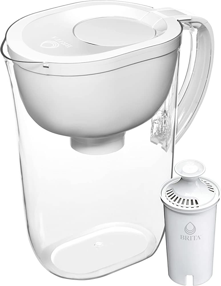 Brita Large 10-Cup Water Filter Pitcher with 1 Standard Filter, Made Without BPA, White (Design M... | Amazon (US)