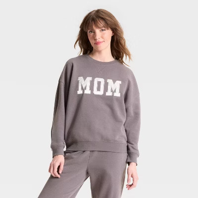Women's Mother's Day "Mom" Graphic Sweatshirt - Charcoal | Target