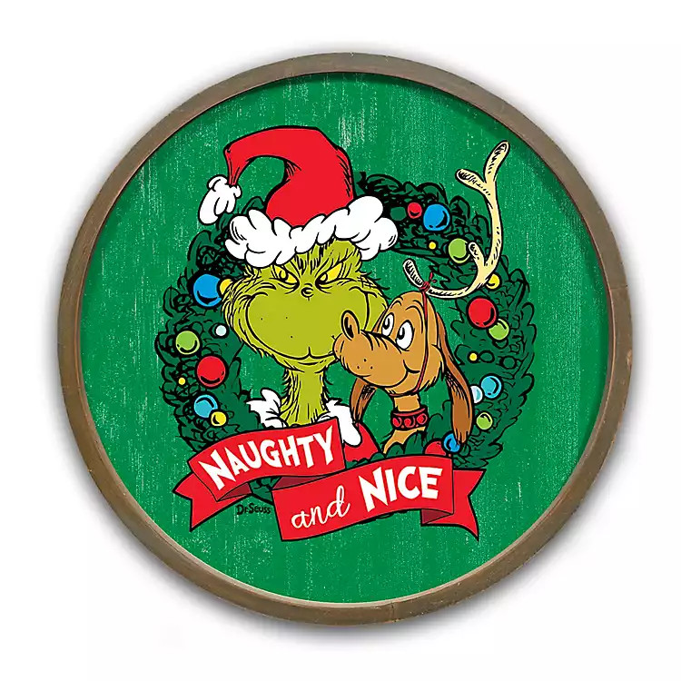 Round Naughty and Nice Grinch Wall Plaque | Kirklands Home | Kirklands