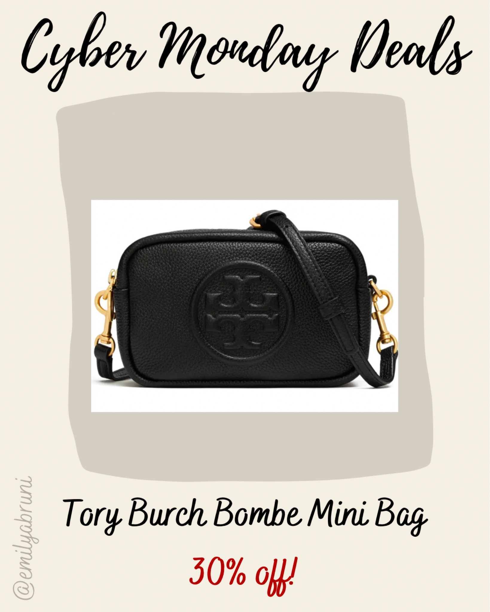 Cyber Monday deals! Tory Burch bombe mini bag 30% off! 

#LTKCyberweek #LTKitbag #LTKsalealert