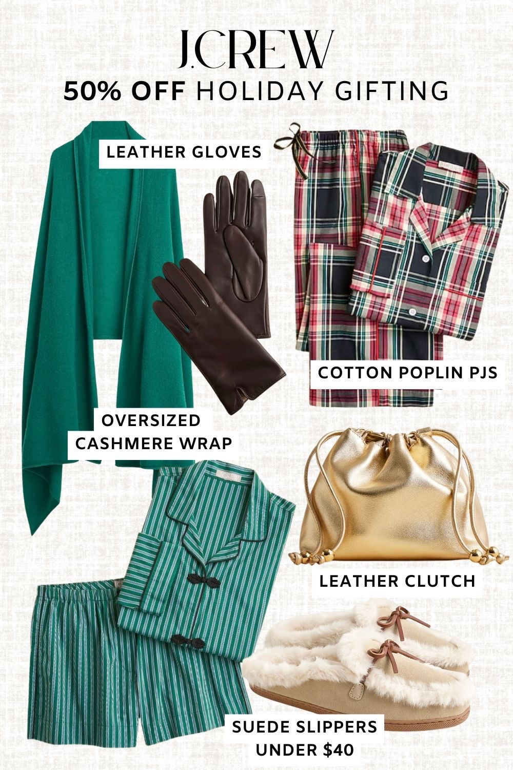 Jcrew 50% off site wide including their iconic 100% cashmere wrap. These would be perfect gifts for loved ones!! 


Jcrew / j. Crew / gifts for her / gifts for mom / gifts under $100 / holiday pajamas 

#LTKCyberWeek #LTKGiftGuide #LTKSeasonal
