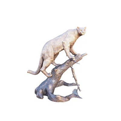 Mountain Lion Going Up A Tree Log Bronze Statue - Size: 42"L x 65"W x 69"H. | Wayfair North America