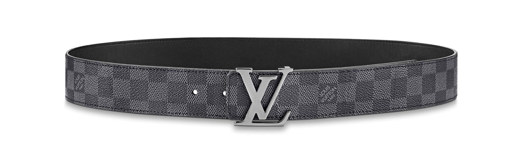 Men's Louis Vuitton LV Initiales Silver Buckle Reversible Belt Damier Graphite 40mm in Black Lining | StockX