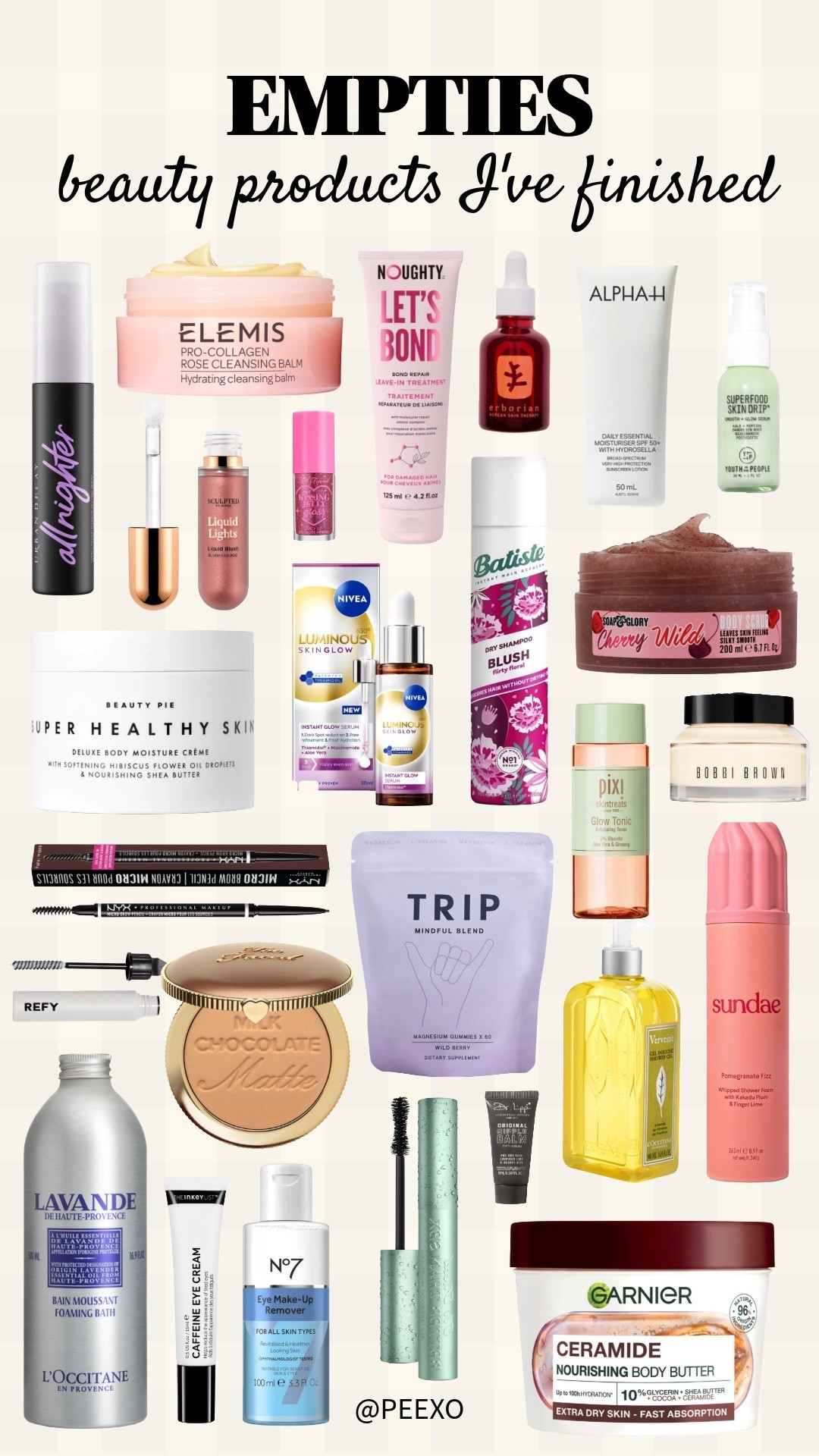 Most recent beauty empties! 

I’ve filmed a review of all products on my channel: youtube.com/peexovlogs

#LTKuk #LTKbeauty