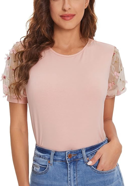 Romwe Women's Summer Short Sleeve Mock Neck Casual Blouse Tops | Amazon (US)