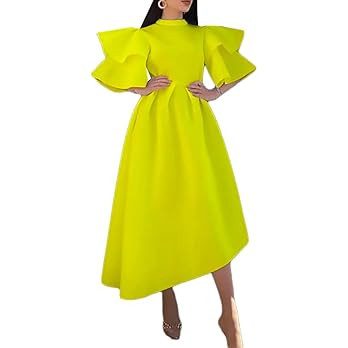 Meufam Women's Party Dress Swing Party Evening Cocktail Dresses Puffy Sleeves Irregular Swing For... | Amazon (US)