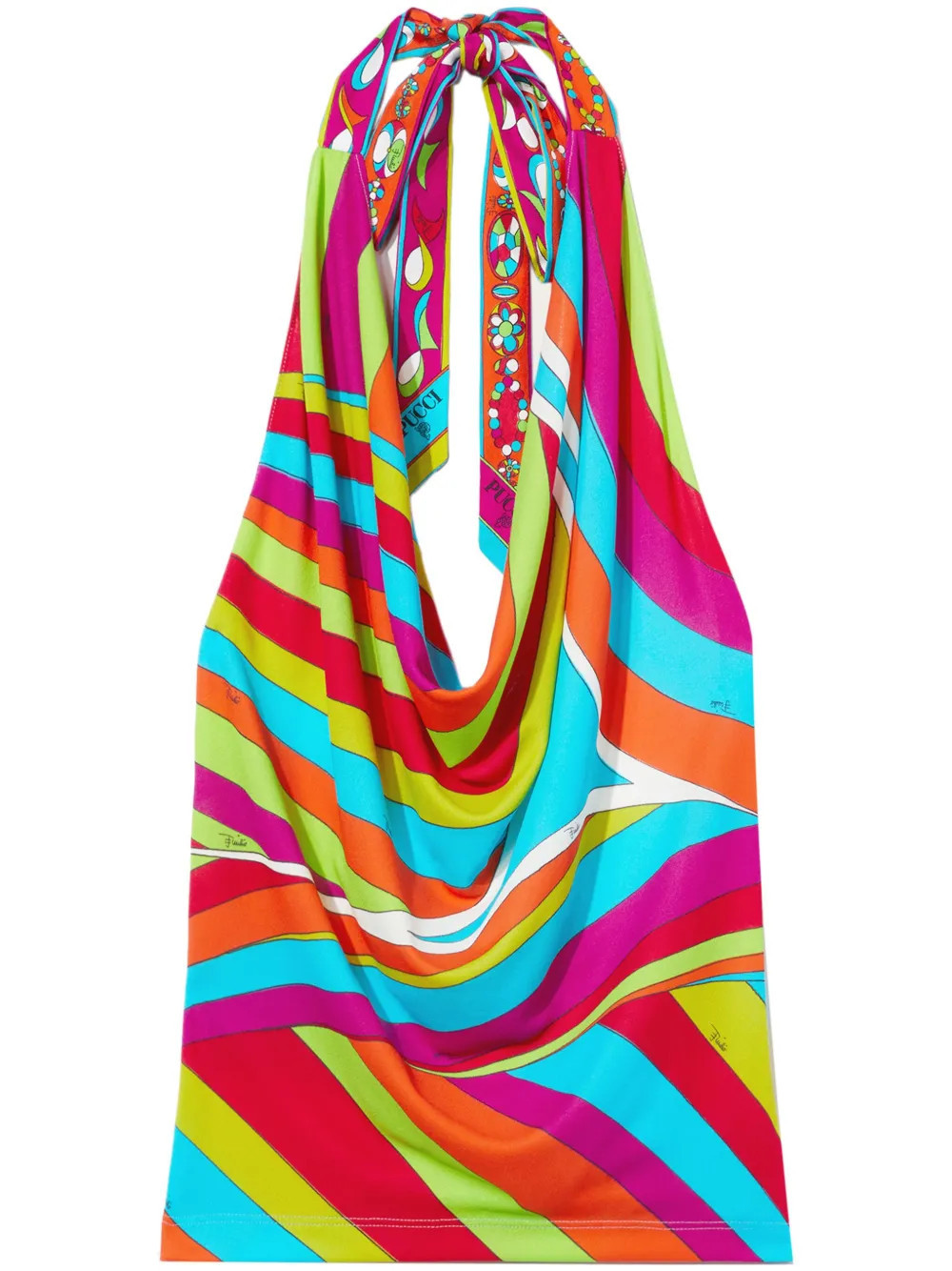 PUCCI Iride-print halterneck top - Pink | Farfetch Global