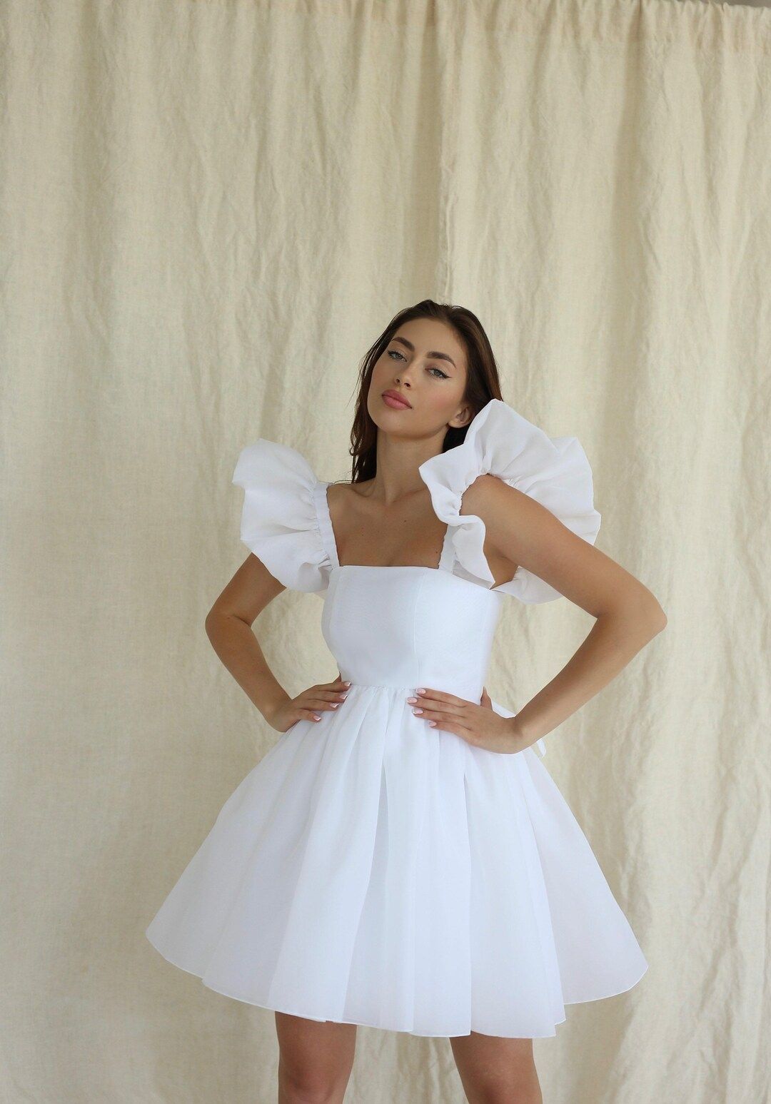 Donna Dress, Short Wedding Dress, Mini Organza Wedding Dress | Etsy (US)