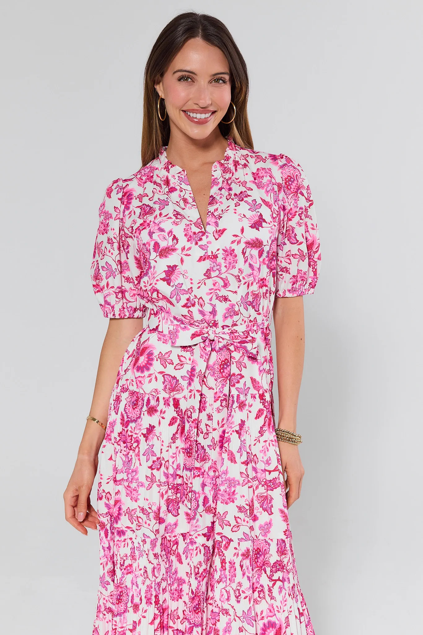 Janice Pink Floral Midi Dress | Avara