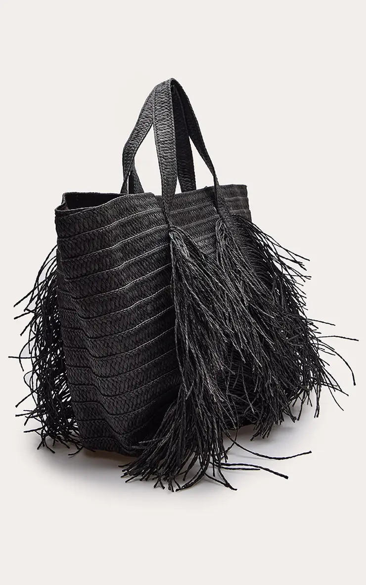 Black Raffia Franjes Draagtas | PLT NL | Prettylittlething Netherlands