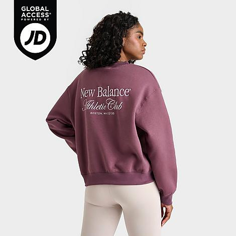 New Balance Women's Linear Club Crewneck Sweatshirt in Faded Plum Size: Large | JD Sports (US)