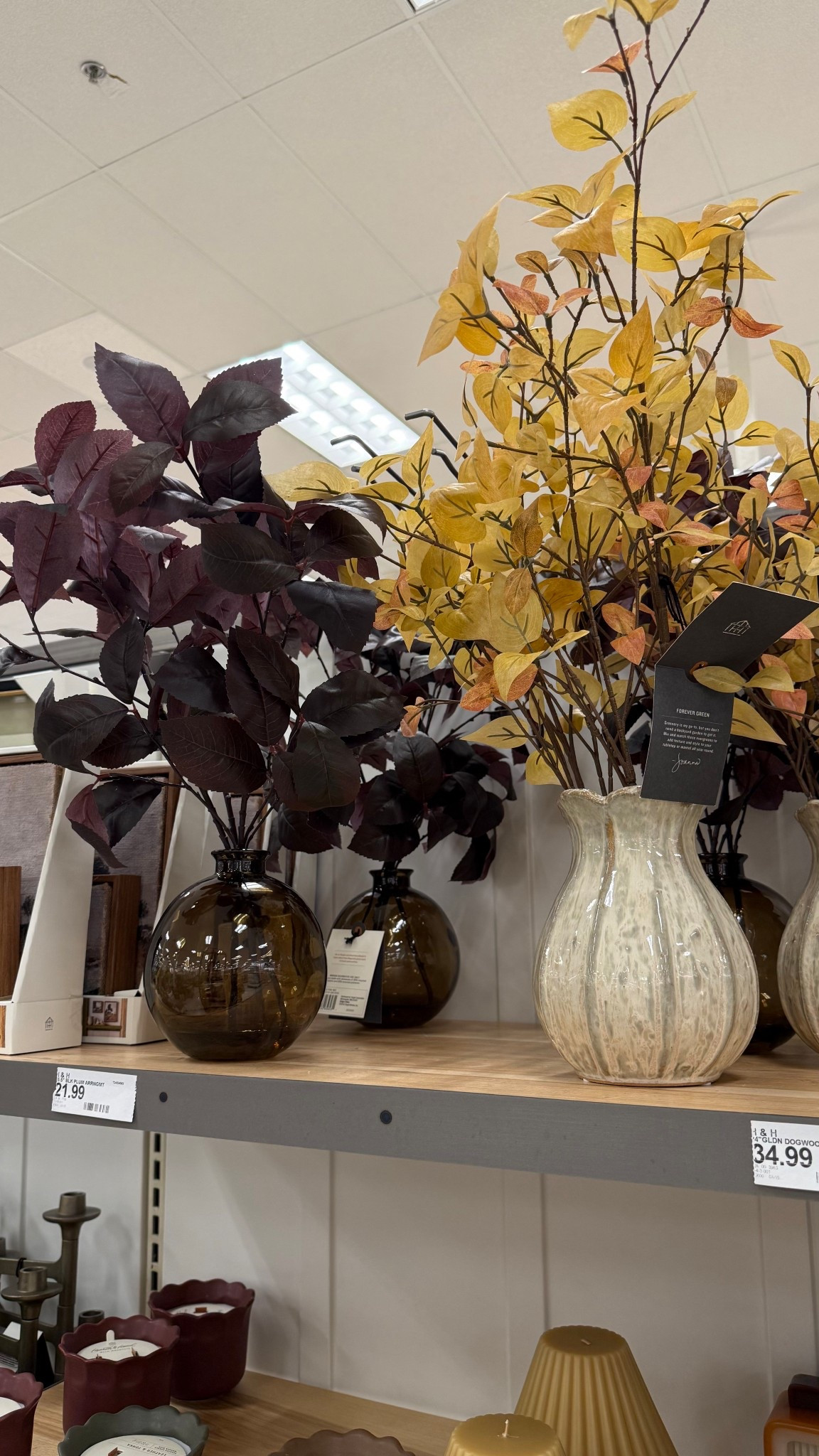 Fall decor, fall stems, fall foliage, candles