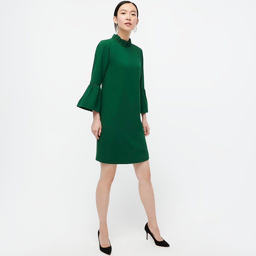 Ruffle-neck shift dress in 365 crepe | J. Crew US