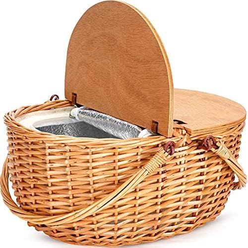 Classic Picnic Basket with Large Insulated Cooler Bag, Wicker Picnic Hamper for Camping,Outdoor,V... | Amazon (US)