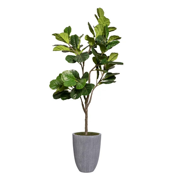 79.1'' Faux Fiddle Leaf Fig Tree in Planter | Wayfair North America