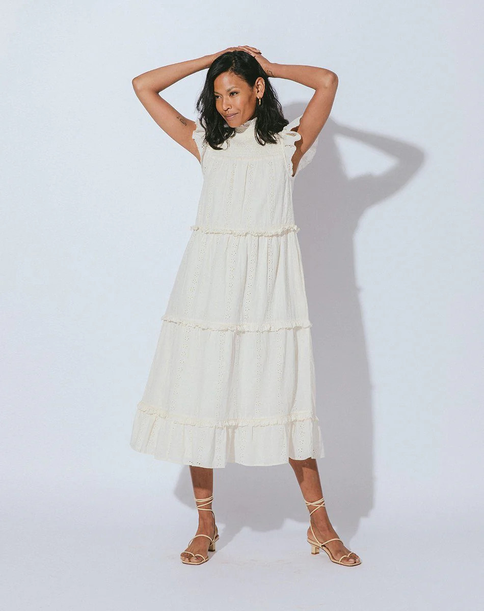 Shop Linda Midi Dress Cream | Cleobella | Cleobella LLC