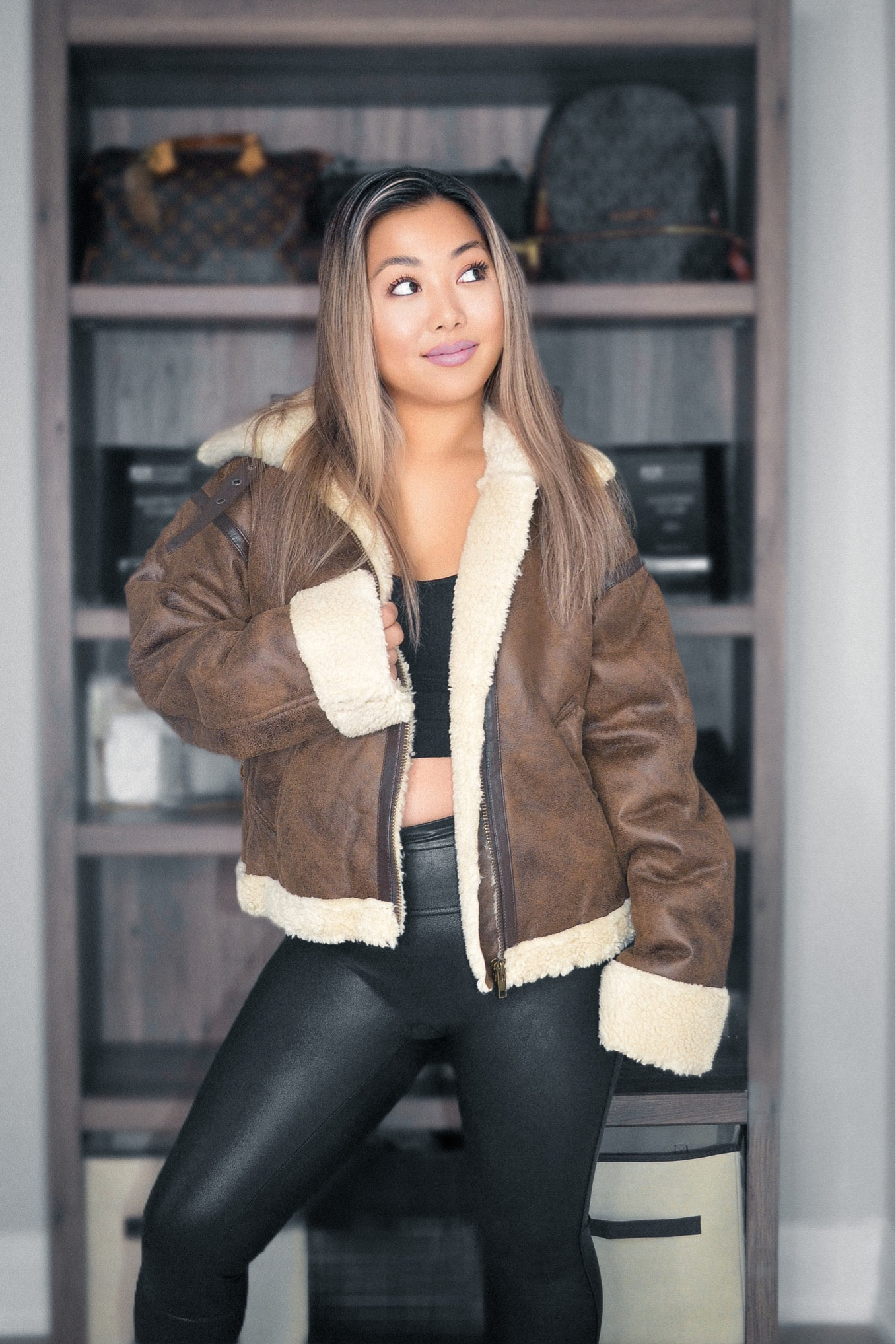 Faux Shearling Jacket
Black Leather Tights

#LTKstyletip #LTKunder100 #LTKSeasonal