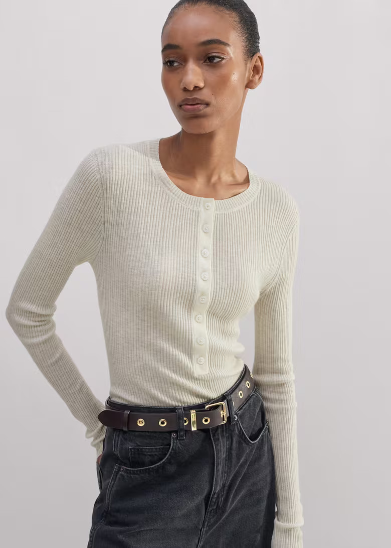 Merino Cashmere Barely There Henley Sweater | ME+EM US