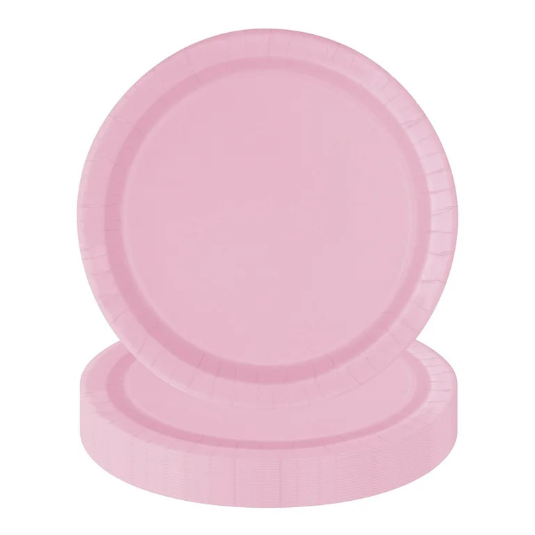 Way to Celebrate! Light Pink Paper Dinner Plates, 9in, 20ct | Walmart (US)