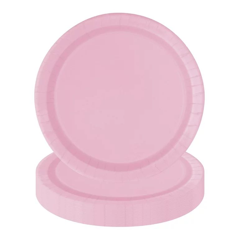 Way to Celebrate! Light Pink Paper Dinner Plates, 9in, 20ct | Walmart (US)